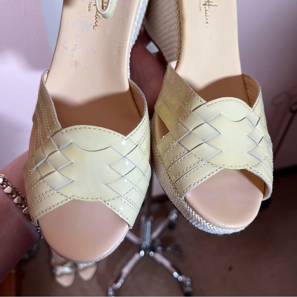 Cole Haan Classic Mobwife Cream leather Espadrilles wedge Heel Sandals shoe 9.5 - Picture 12 of 17